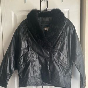 Silver leaf leather coat